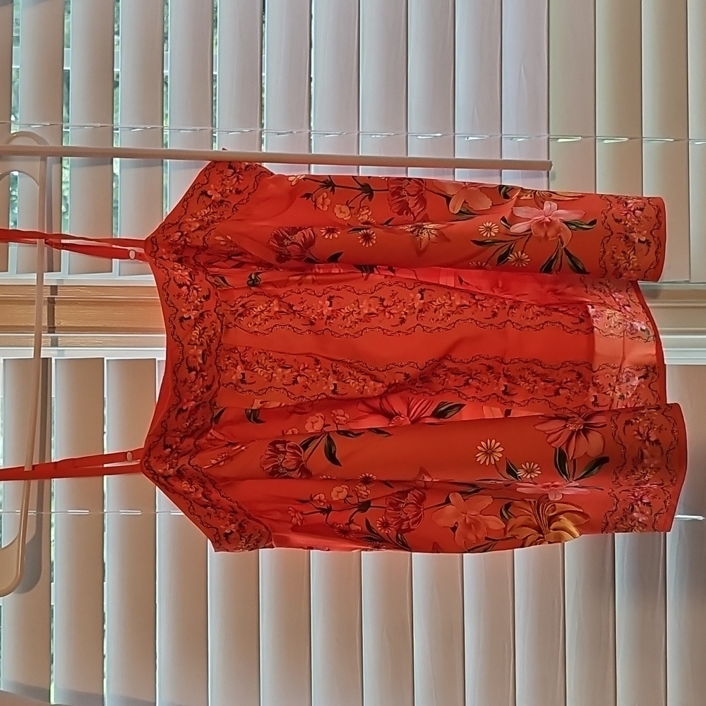 Floral Orange Women's  Crop Top - Picture 3 of 5